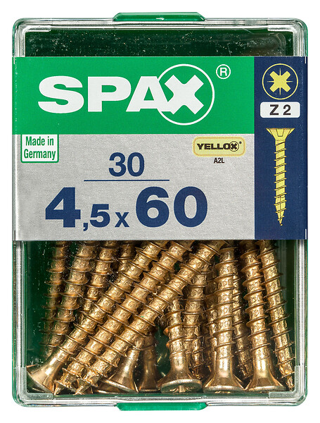SPAXFRANCE - Vis à bois universelles Yellox - 30 pièces - Diam.4,5xH.60mm - large