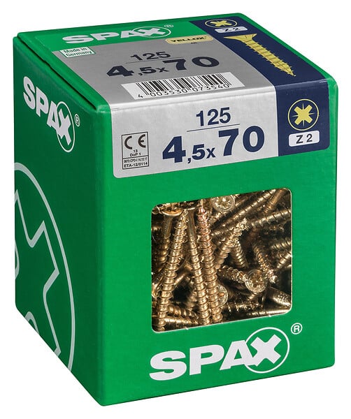 SPAXFRANCE - Vis universelle Yellox - 125 pièces - Diam.4,5xH.70mm - large