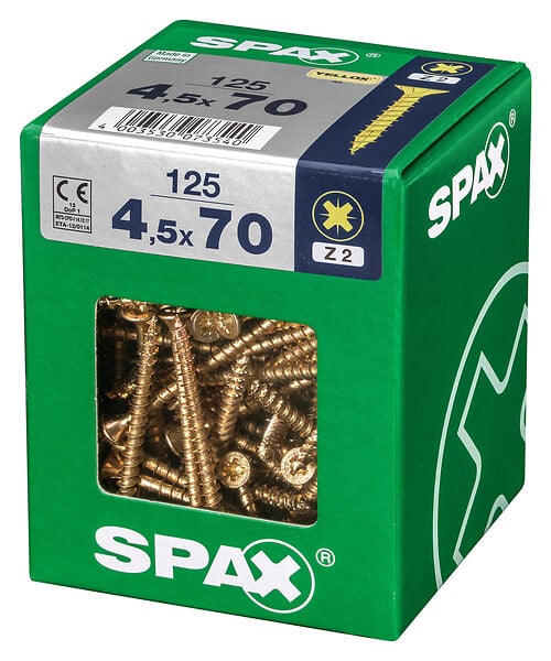SPAXFRANCE - Vis universelle Yellox - 125 pièces - Diam.4,5xH.70mm - large
