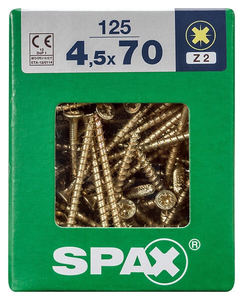 SPAXFRANCE - Vis universelle Yellox - 125 pièces - Diam.4,5xH.70mm - large