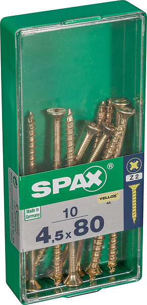SPAXFRANCE - Vis universelle Yellox - 10 pièces - Diam.4,5xH.80mm - large