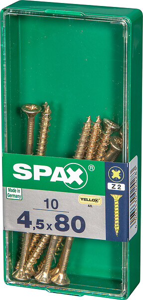 SPAXFRANCE - Vis universelle Yellox - 10 pièces - Diam.4,5xH.80mm - large