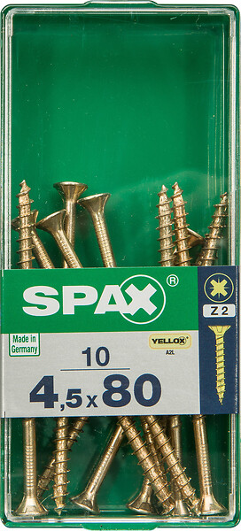 SPAXFRANCE - Vis universelle Yellox - 10 pièces - Diam.4,5xH.80mm - large