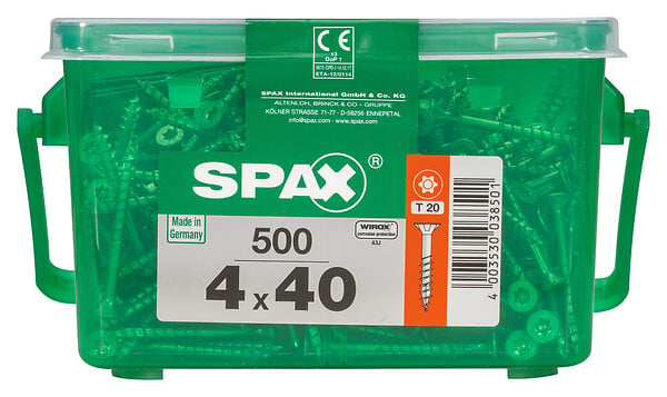 SPAXFRANCE - Vis à bois universelles - 500 pièces - Diam.4xH.40mm - large