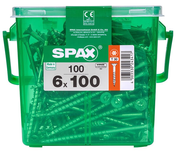 SPAXFRANCE - Vis universelle Wirox - 100 pièces - Diam.6xH.100mm - large