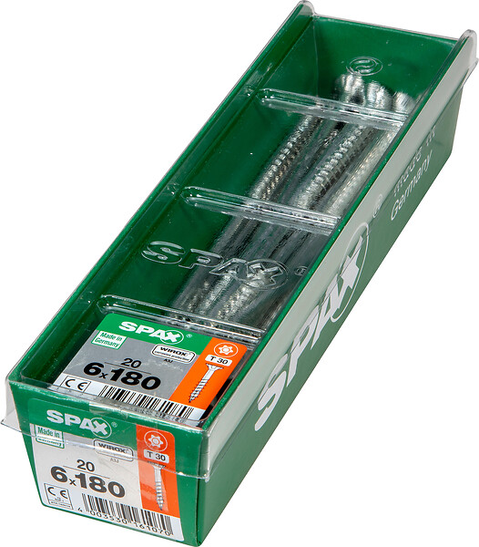 SPAXFRANCE - Vis universelle Wirox - Tête fraisée TX - 20 pièces - Diam.6xH.180mm - large
