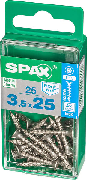 SPAXFRANCE - Vis à bois en inox A2 - 25 pièces - Diam.3,5xH.25mm - large