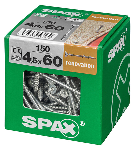 SPAXFRANCE - Vis de rénovation - 150 pièces - Diam.4,5xH.60mm - large