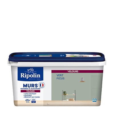 RIPOLIN - Peinture Deco - Vert ficus - Velours - 2,5L - large