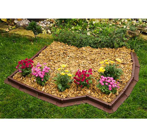 TIMBELA - Bordure De Jardin Décorative En Plastique Marron - 5 M De Long X 6 Cm De Haut - large