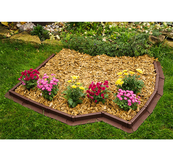 TIMBELA - Bordure De Jardin Décorative En Plastique Marron - 10 M De Long X 6 Cm De Haut - large