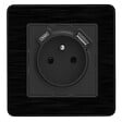 ZENITECH - Prise 2P+T 16A USB A + USB-C 2,4A complet - métal Noir brossé Kouro - Zenitech - vignette