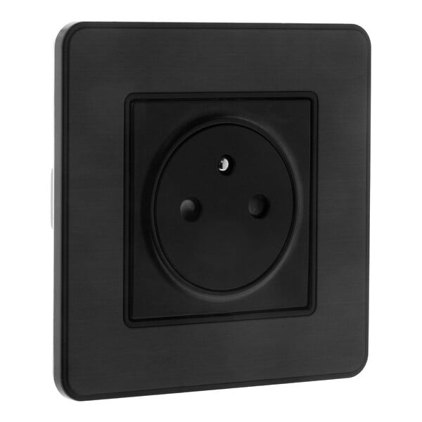 ZENITECH - Prise 2P+T 16A simple complet - métal Noir brossé - Kouro - Zenitech - large
