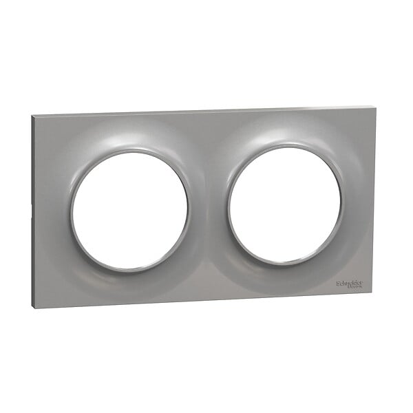 SCHNEIDER ELECTRIC - Plaque alu 2 postes Odace Styl - Aluminium - entraxe 71 mm - large
