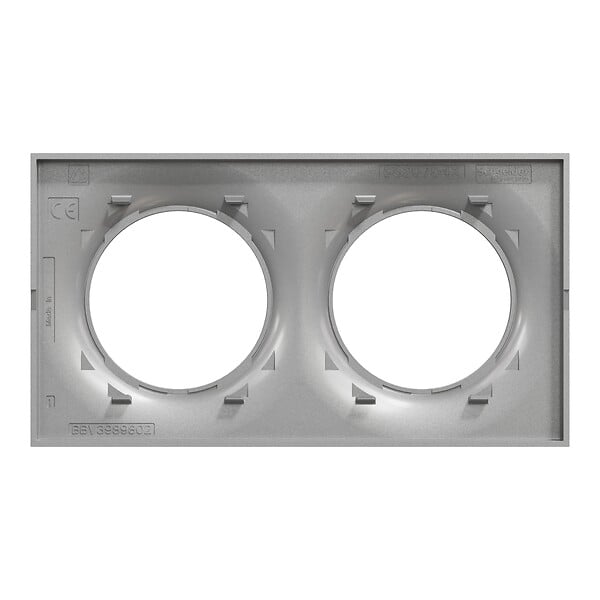 SCHNEIDER ELECTRIC - Plaque alu 2 postes Odace Styl - Aluminium - entraxe 71 mm - large