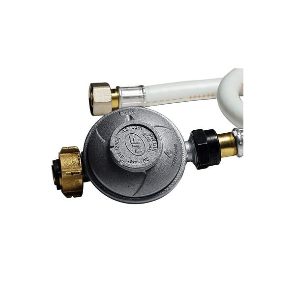 UNIVERSAL - Poele à gaz 3,4KW Fonte véritable Provence Marron miel + Tuyau gaz + Detendeur gaz butane UNIVERSAL - large