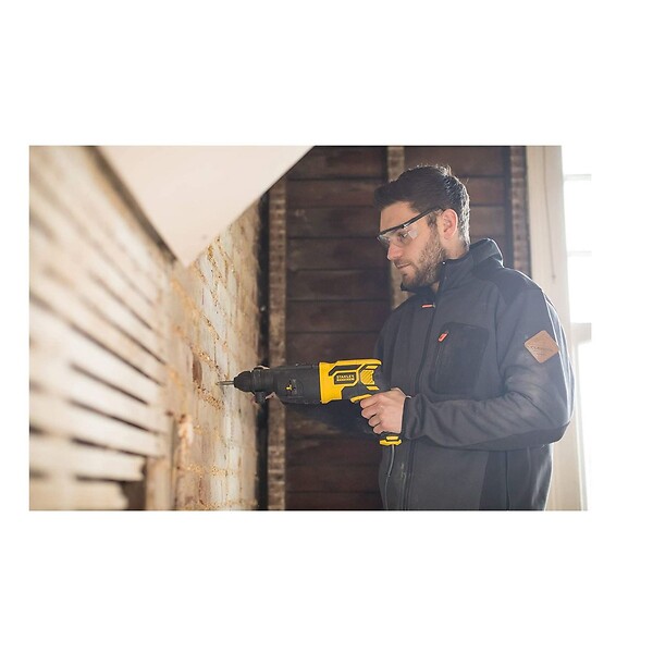 STANLEY - Marteau perforateur 750W SDS+ Poignée latérale + Tige 2 Pointes Burin plat Adaptateur Mallette STANLEY FATMAX - large