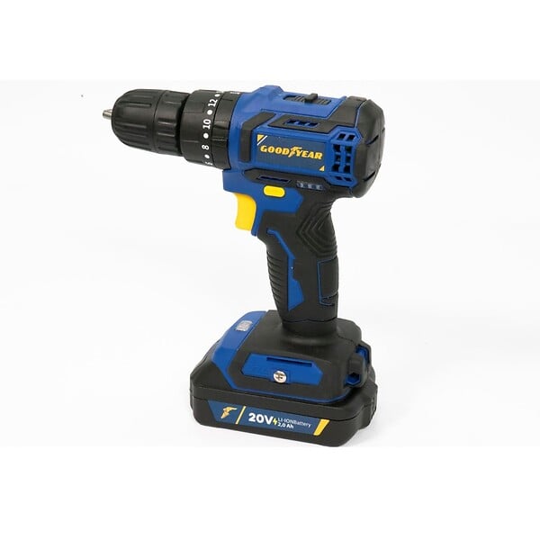 GOODYEAR - Perceuse visseuse à percussion 20V Brushless Batterie lithium 2,0Ah + 11 Accessoires Malette GOODYEAR - large