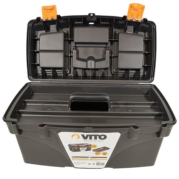 VITO - Boite à outils 21" 535 x 291 x 280 mm Grande malette 3 organiseurs sur couvercle + Porte outils interieur VITO - large