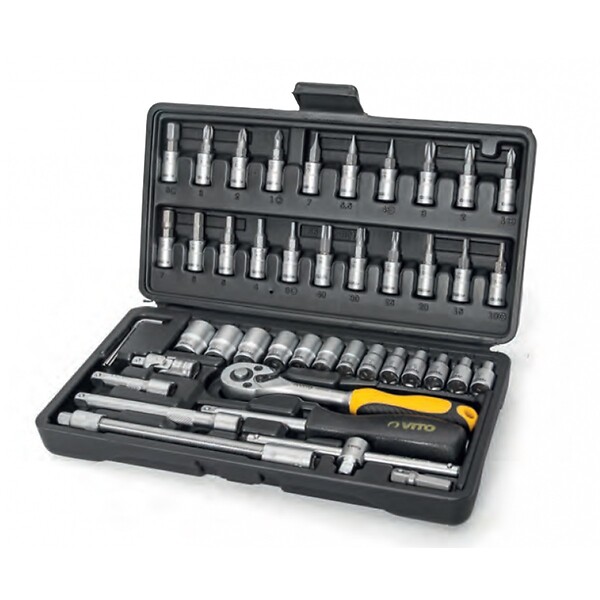 VITO - Coffret à douilles 46 pièces CRV 1/4 Chrome vanadium VITO - large