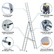 HOSTRÃ–M - Echelle transformable 3 plans StablePro 3x14 marches aluminium extensible coulissante, 6 positions, hauteur travail max 9,62m, garantie 5 ans, Hostrom - vignette