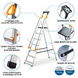 HOSTRÃ–M - Escabeau 7 marches DURAMP sécurisé avec rampes, tablette porte-outils, marchepied pliable aluminium, hauteur plateforme 140cm, garantie 5 ans Hoström - vignette