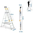 HOSTRÃ–M - Escabeau 8 marches DURAMP sécurisé avec rampes, tablette porte-outils, marchepied pliable aluminium, hauteur plateforme 162cm, garantie 5 ans Hoström - vignette