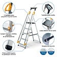 HOSTRÃ–M - Escabeau 5 marches DURAMP sécurisé avec rampes, tablette porte-outils, marchepied pliable aluminium, hauteur plateforme 97cm, garantie 5 ans Hoström - vignette