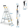HOSTRÃ–M - Escabeau 6 marches DURAMP sécurisé avec rampes, tablette porte-outils, marchepied pliable aluminium, hauteur plateforme 119cm, garantie 5 ans Hoström - vignette