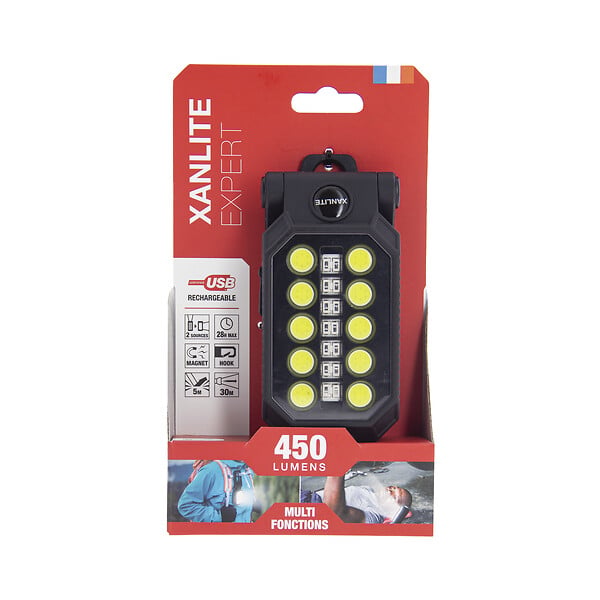 XANLITE - Baladeuse LED rechargeable - 450 lumens - Noir - USB-C - large