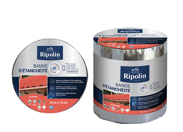 RIPOLIN - Bande d'étanchéité auto-adhésive Alu - Gris - L.10mxl.10cm - large