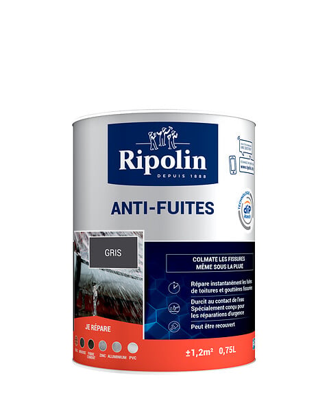 RIPOLIN - Anti-fuites gris 0.75L - Toiture terrasse gouttière - 750ml - large