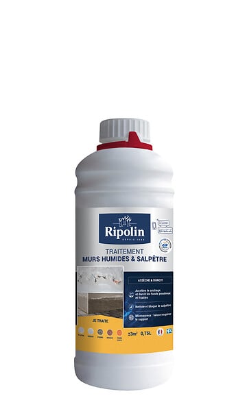 RIPOLIN - Traitement murs humides et salpêtre - 0,75 L - Incolore - large