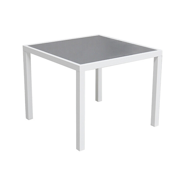 HAPPY GARDEN - Salon de jardin BERGAMO en textilène gris 4 places - aluminium blanc - large