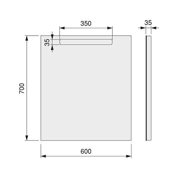 EMUCA - Emuca Miroir de salle de bain Pegasus avec éclairage frontal LED, rectangular 600 x 700 mm, AC 230V 50Hz, 6 W, Aluminium et Verre. - large