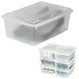 TECTAKE - 6 boîtes de rangement plastique blanc transparent - vignette