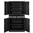 TECTAKE - Armoire métallique de classement avec 2 tiroirs 40 x 90 x 180 cm noir - vignette