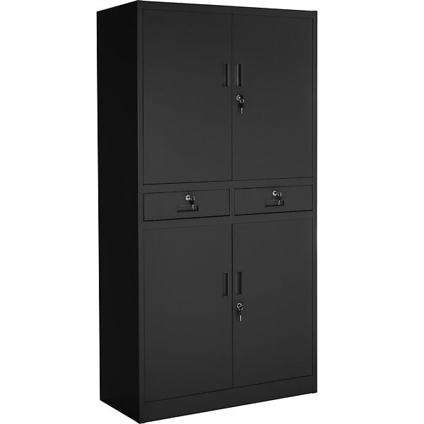 TECTAKE - Armoire métallique de classement avec 2 tiroirs 40 x 90 x 180 cm noir - large