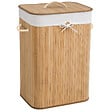 TECTAKE - Panier à linge bambou rectangulaire beige - vignette