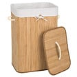 TECTAKE - Panier à linge bambou rectangulaire beige - vignette