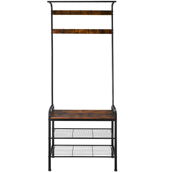 TECTAKE - Portemanteau Bois foncé industriel, rustique - large