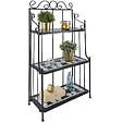 TECTAKE - Etagère pour plantes mosaïque 3 niveaux noir/blanc - vignette