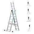 HOSTRÃ–M - Echelle transformable 3 plans StablePro 3x8 marches aluminium extensible coulissante, 6 positions, hauteur travail max 5,05m, garantie 5 ans, Hostrom - vignette