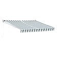 HAPPY GARDEN - Store banne SAULE 3,5 × 3m - Toile rayée blanche/grise et structure blanche - vignette