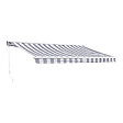 HAPPY GARDEN - Store banne SAULE 3,95 × 3m avec semi-coffre - Toile rayée blanche/grise et structure blanche - vignette