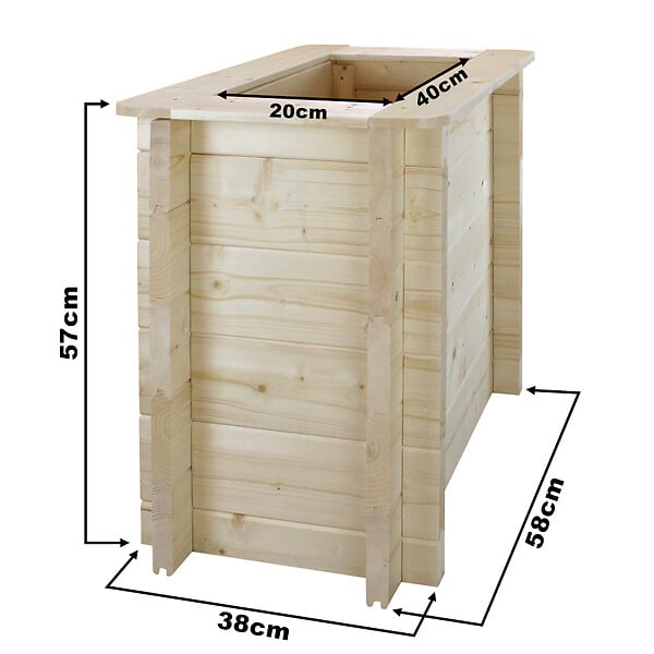 TIMBELA - Plate-bande surélevée en bois - 58x38xH57 cm - bois massif pin/épicéa 28 mm - Timbela M611 - large