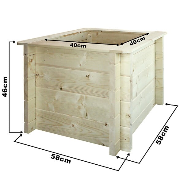 TIMBELA - Plate-bande surélevée en bois - 58x58xH46 cm - bois massif pin/épicéa 28 mm - Timbela M617 - large