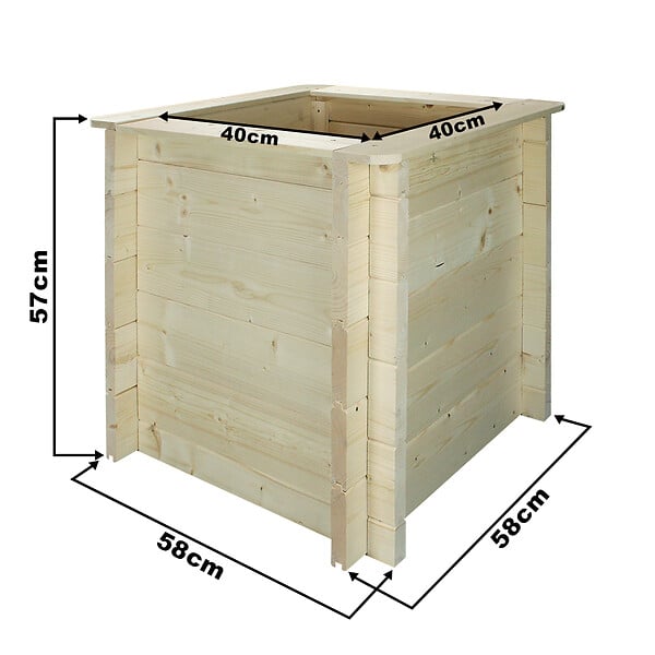 TIMBELA - Plate-bande surélevée en bois - 58x58xH57 cm - bois massif pin/épicéa 28 mm - Timbela M618 - large