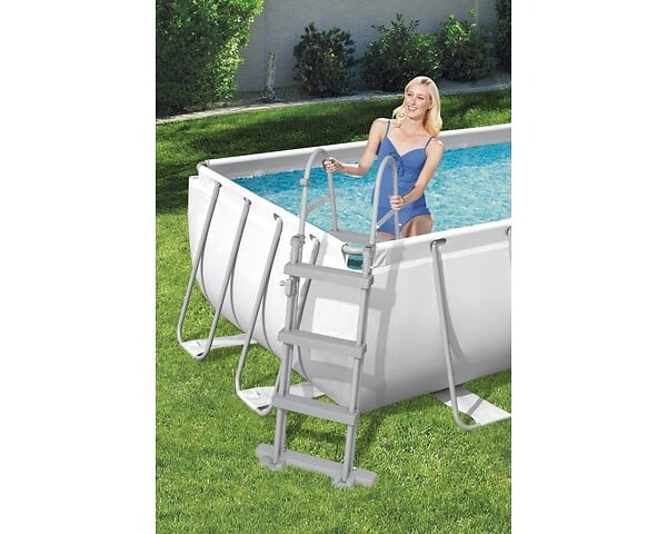BESTWAY - Piscine tubulaire Power Steel rectangulaire - Gris - L.404xH.100xl.201cm - large