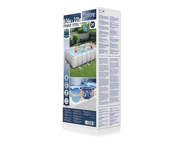 BESTWAY - Piscine tubulaire Power Steel rectangulaire - Gris - L.404xH.100xl.201cm - large